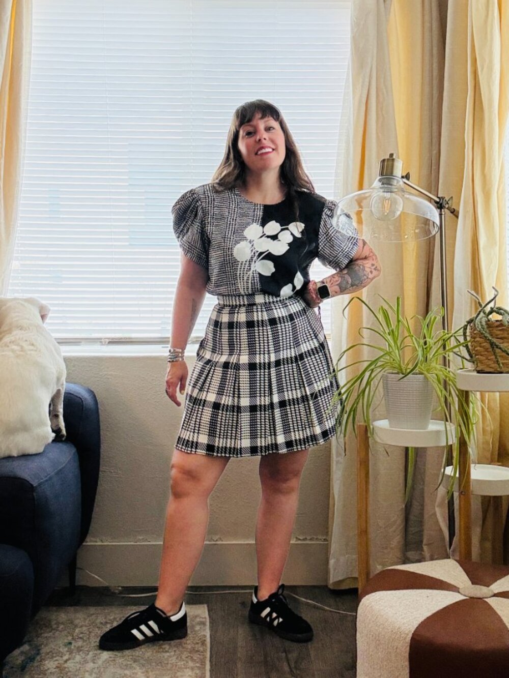 Vintage Pleated Miniskirt 90s Tracy Evans Black White Check Plaid Schoolgirl - Picture 8 of 9